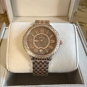 Michele Two-Tone Rose Gold and Silver Watch